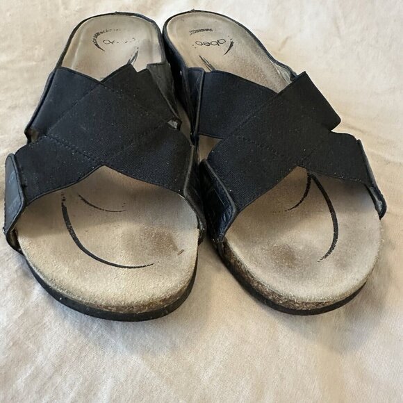 Abeo BIO System Sandals Womens Size 9 Footbed Coronado Croc Embossed Black - Picture 3 of 8